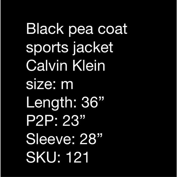 Calvin Klein black wool pea coat with zipper - Picture 9 of 9
